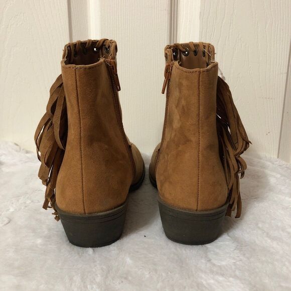 NWOT! Justice Ankle Boots Size 6 Faux Suede Fringe Western Boots - Picture 5 of 9